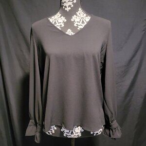 CeCe Tie Sleeve Top Black Size Medium